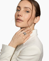 Crossover Five Row Ring in Sterling Silver with Diamonds, 17.5mm